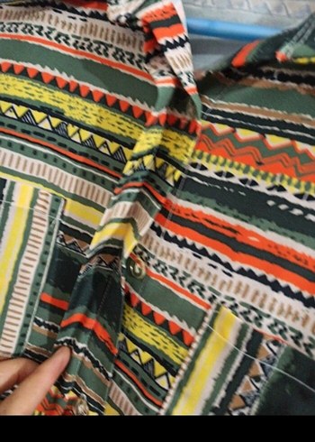 Renkli düğmeli uzun elbise gömlek - Görsel 4