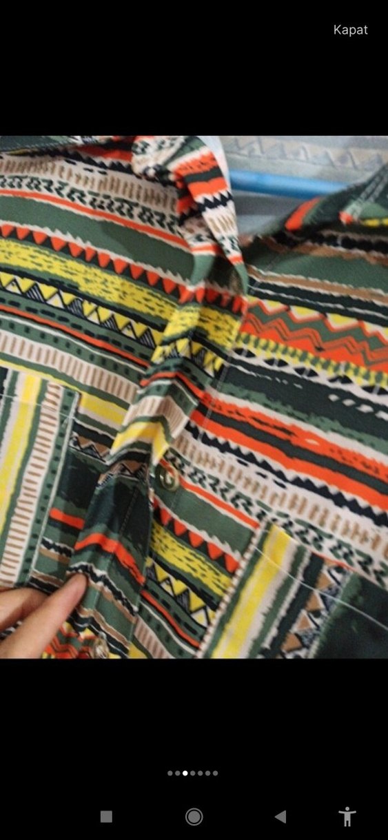 Renkli düğmeli uzun elbise gömlek - Görsel 4