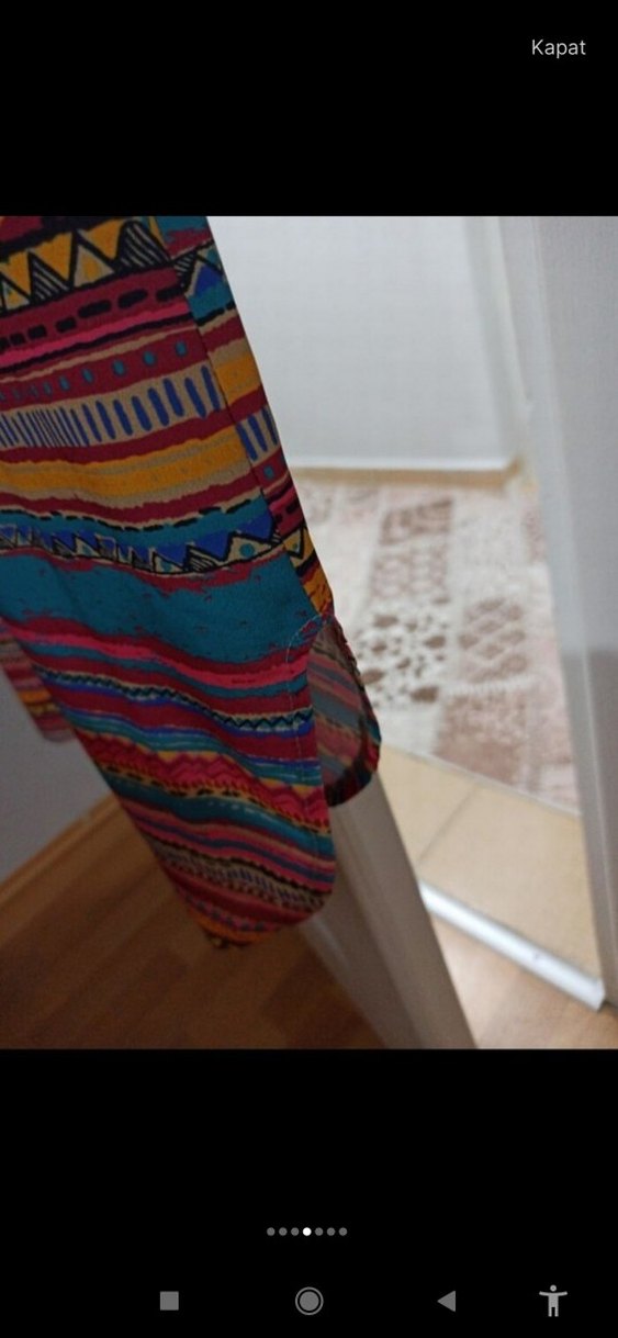 Renkli düğmeli uzun elbise gömlek - Görsel 3