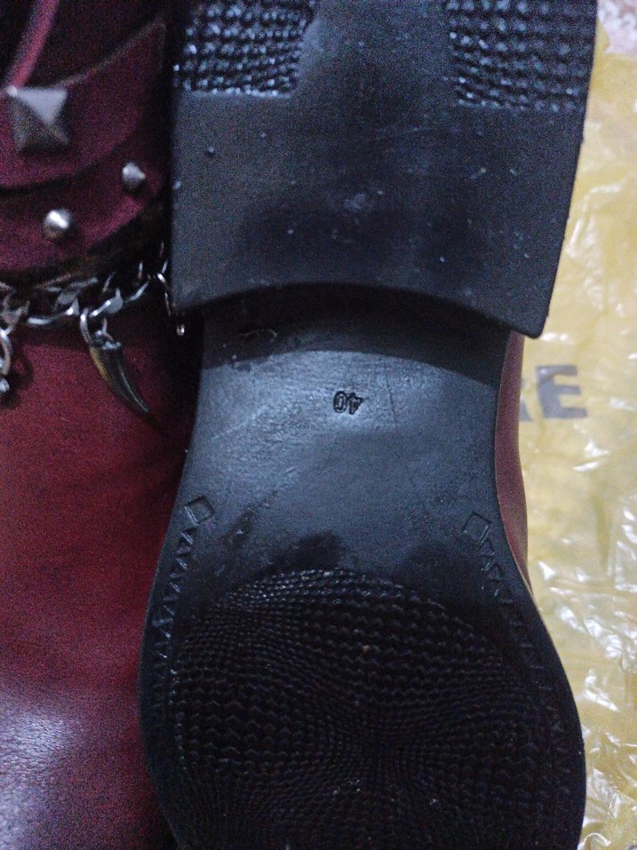 Bordo Deri Bohem Tarz Kadın Bot - Görsel 4