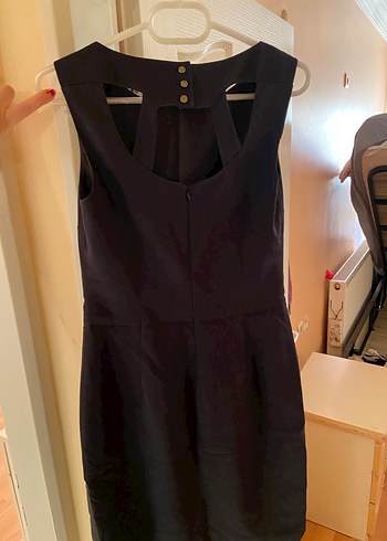 Siyah Kolsuz Midi Elbise - Görsel 3