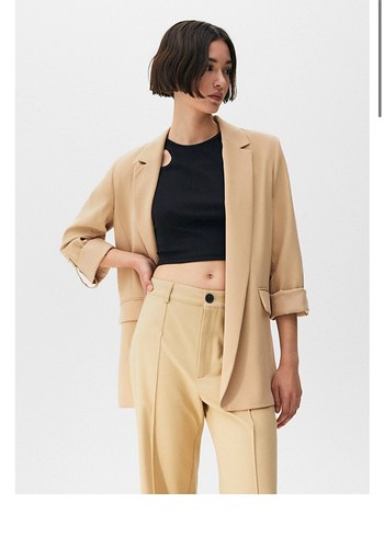 Bej Mini Kadın Blazer Ceket