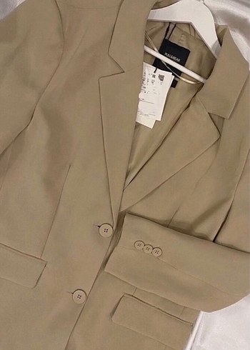 s Beden Bej Regular Fit Kadın Blazer Ceket