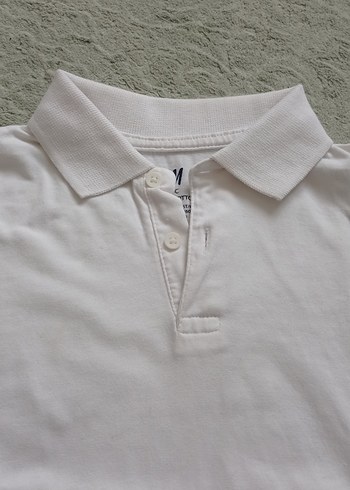 5 Yaş Beden h&m marka Beyaz Pamuklu Erkek Polo Tişört