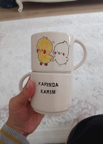 Beden Sevimli civciv Desenli Beyaz Seramik Kupa