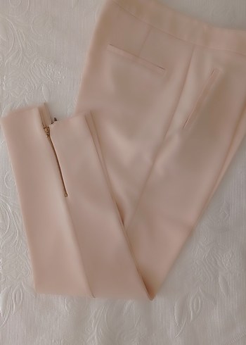 Bej, Midi, Normal Boy, Fermuarlı Kadın Kumaş Pantolon