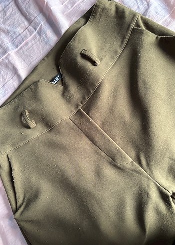 Kemerli Bej Midi Kumaş Pantolon - Görsel 2