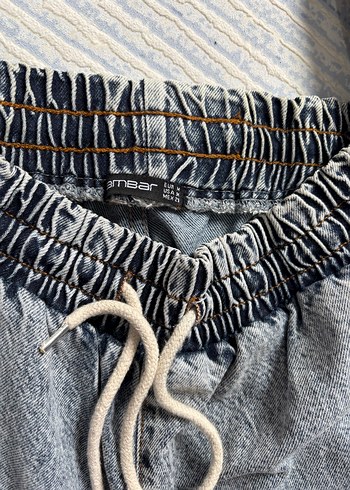 Gri Bağcıklı Midi Denim Pantolon - Görsel 2