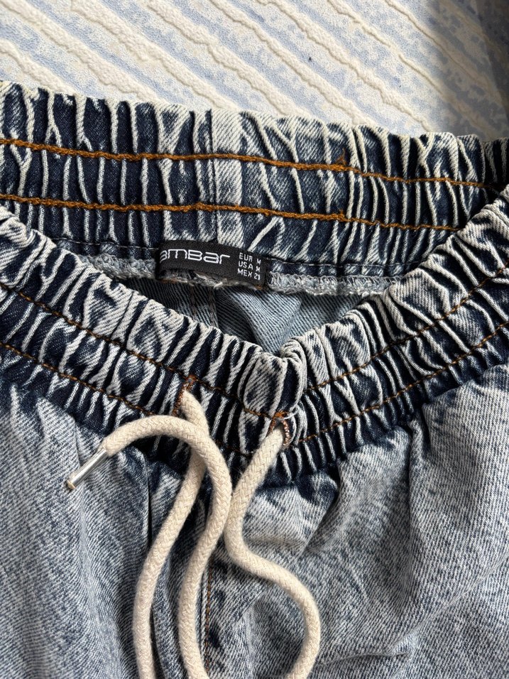 Gri Bağcıklı Midi Denim Pantolon - Görsel 2