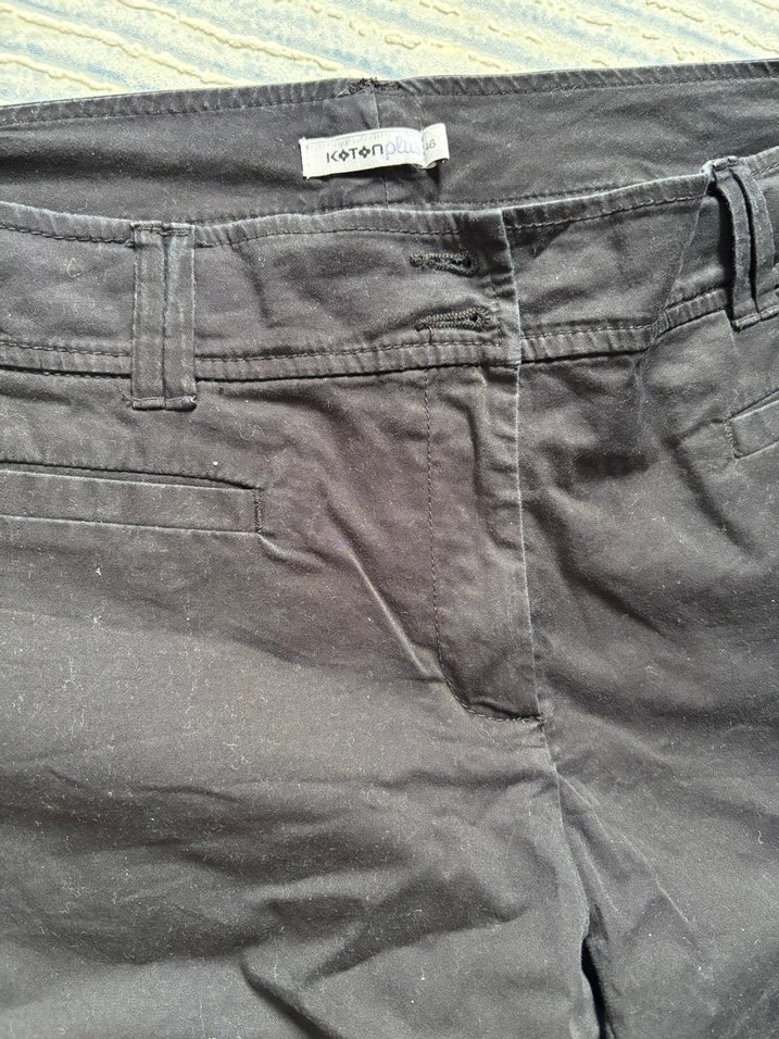 Siyah Kadın Keten Kumaş Pantolon - Görsel 2