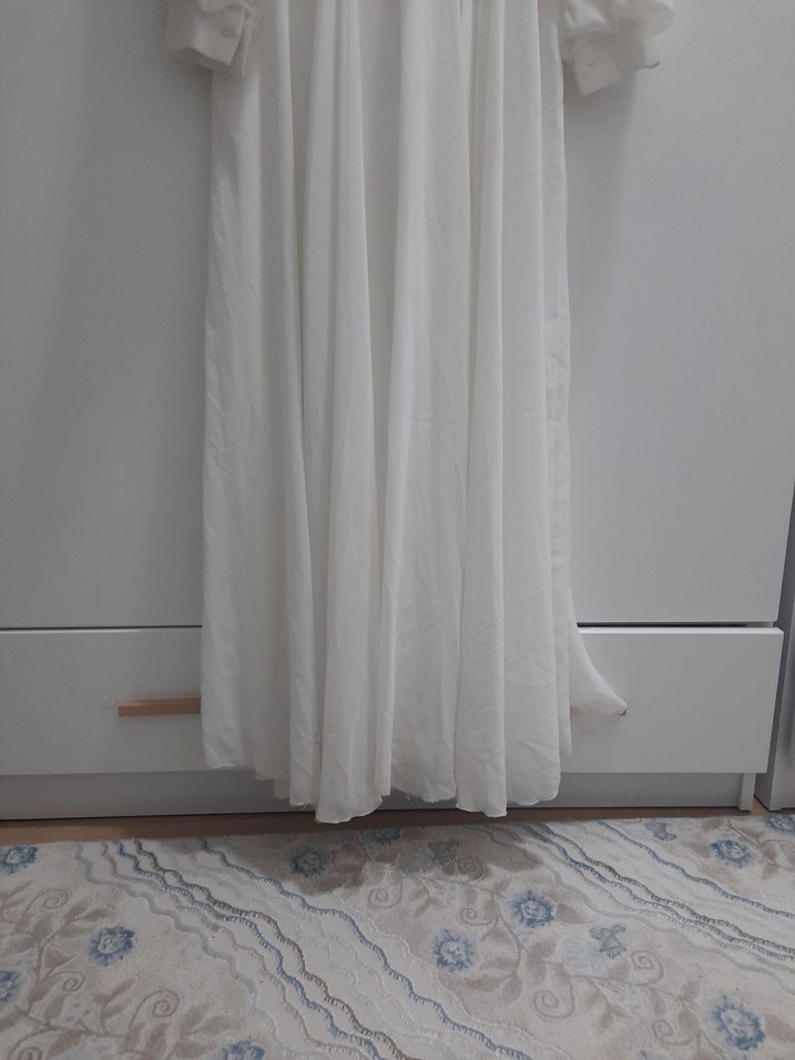 Beyaz Uzun abiye elbise - Görsel 5