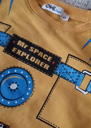 Sarı Erkek Çocuk Baskılı Sweatshirt - Görsel 2