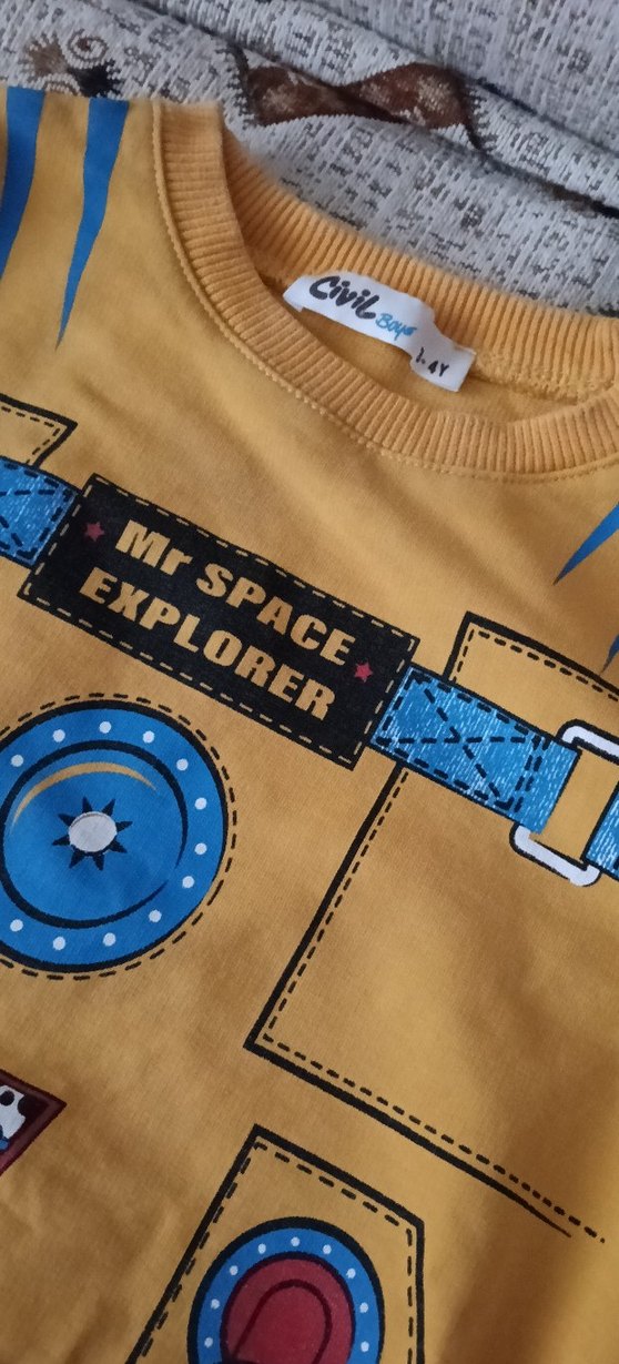 Sarı Erkek Çocuk Baskılı Sweatshirt - Görsel 2