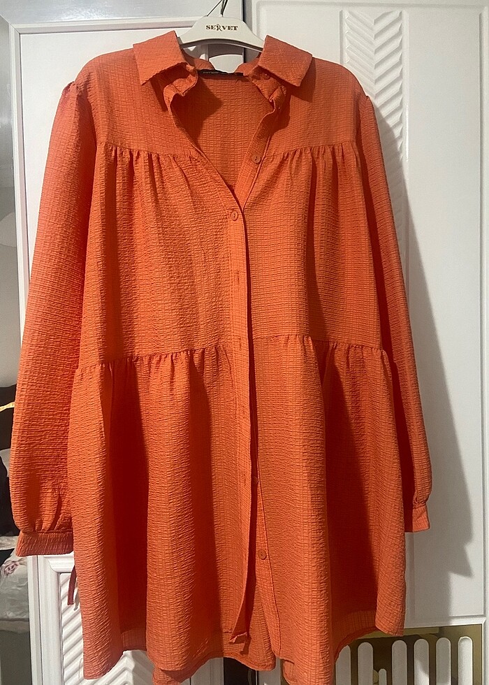 Boydan düğmeli gömlek tunik
 - Görsel 2