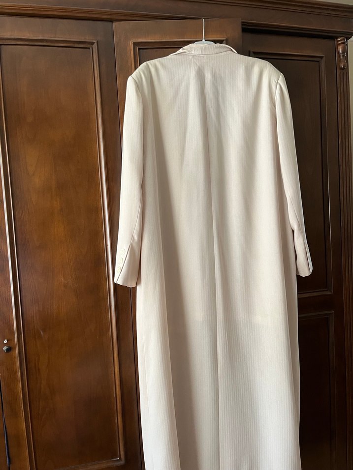 Bej Düğmeli Uzun Kadın pardesü - Görsel 4