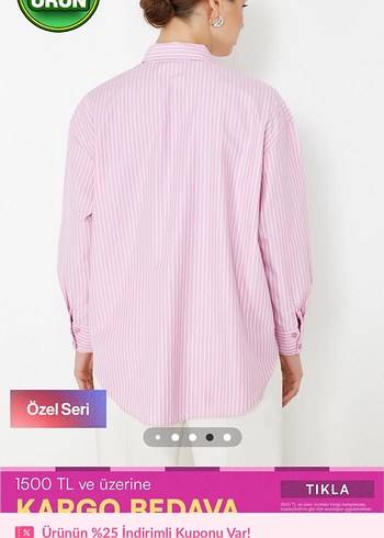 Pembe Pamuklu gömlek - Görsel 3