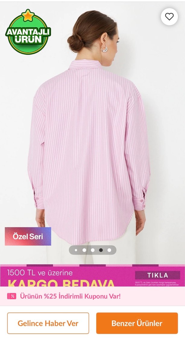 Pembe Pamuklu gömlek - Görsel 3