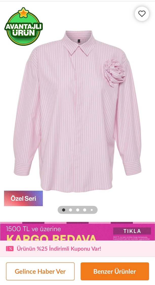 Pembe Pamuklu gömlek - Görsel 2