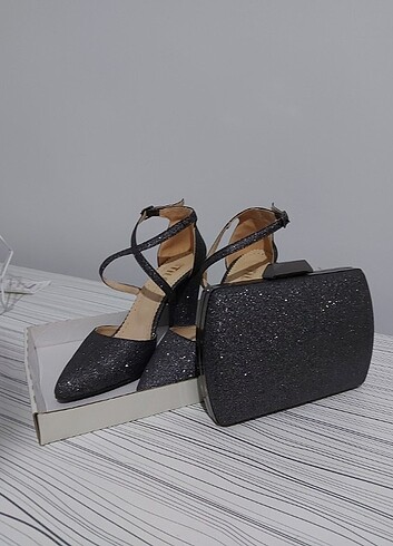 simli topuklu ayakkabı - Görsel 7