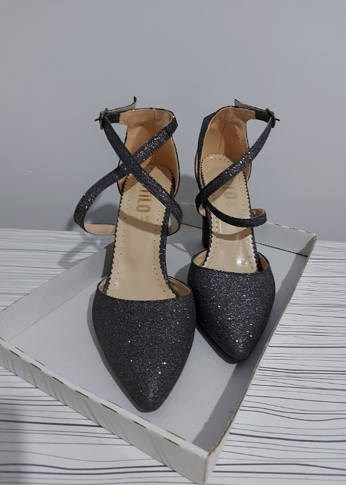 simli topuklu ayakkabı - Görsel 5