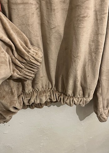 Diğer Kahverengi V Yaka Kadife Sweatshirt