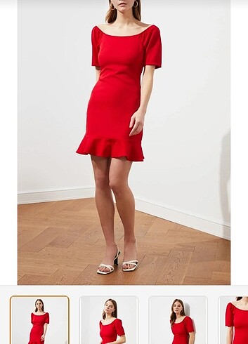 Kırmızı Volanlı Elbise - Görsel 2