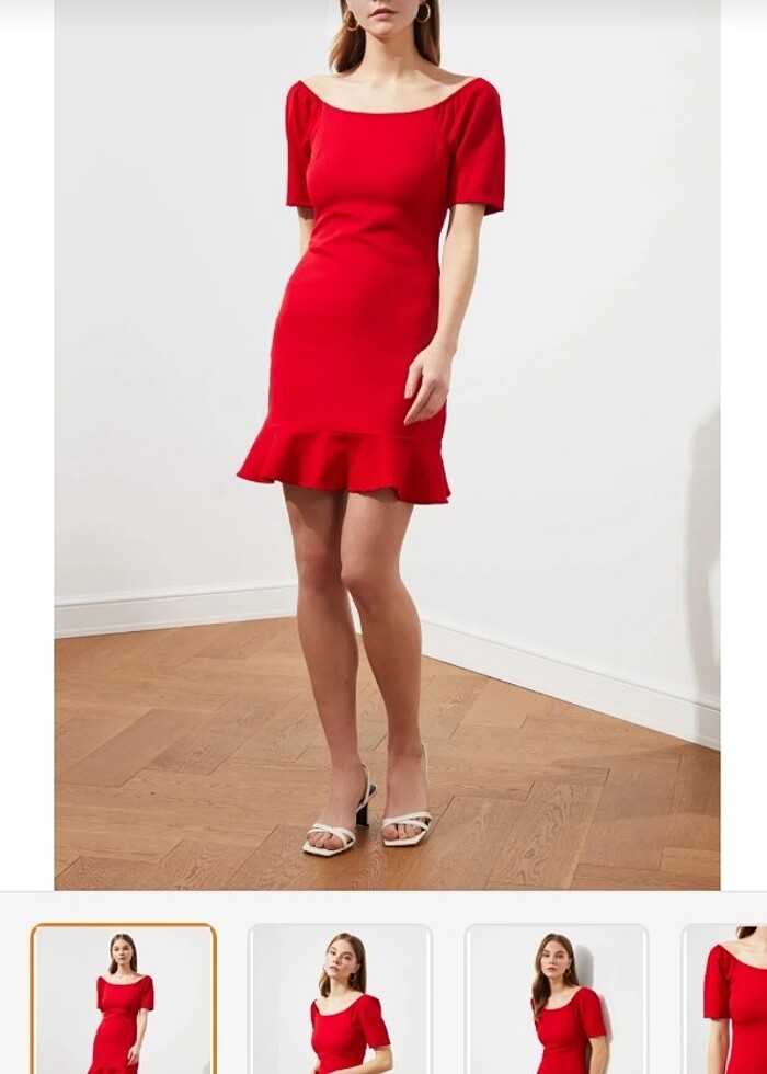 Kırmızı Volanlı Elbise - Görsel 2