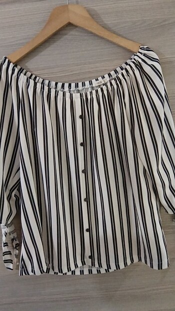 Ambar siyah çizgili bluz - Görsel 4