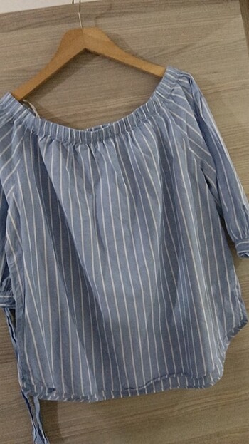 Mavi beyaz çizgili bluz - Görsel 2