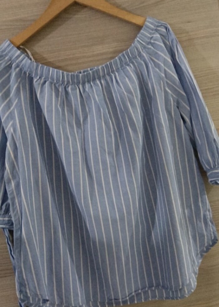 Mavi beyaz çizgili bluz - Görsel 2