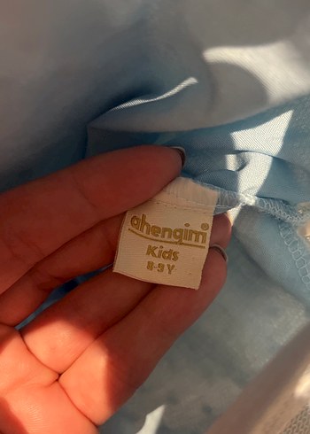 Uzun Kollu Mavi Kız Çocuk Elbisesi - Görsel 6