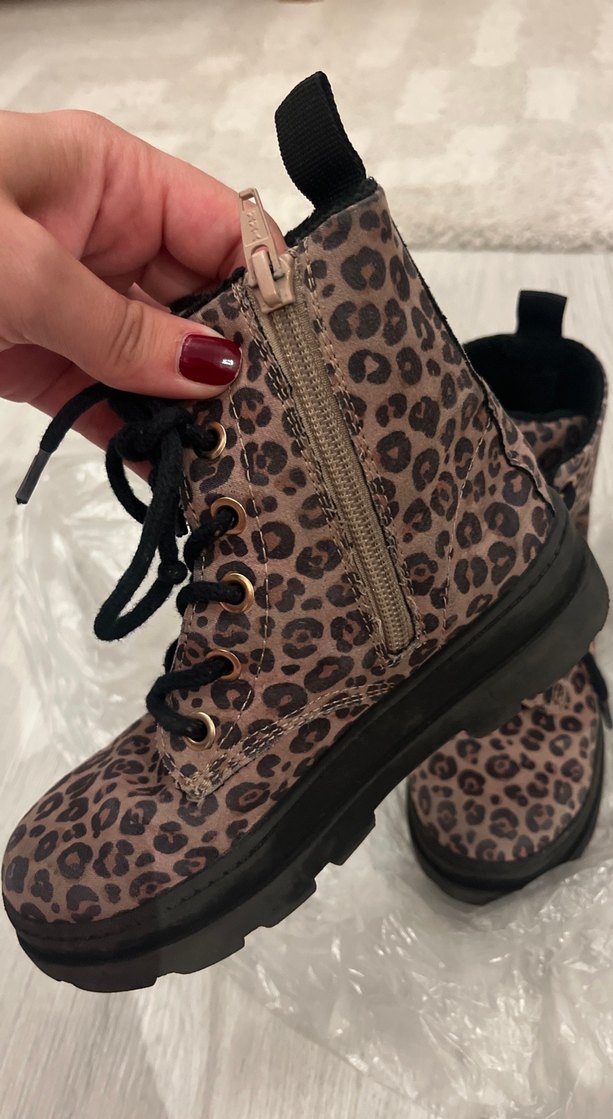 Kürklü Leopar Desenli Yüksek Topuklu Bot - Görsel 2