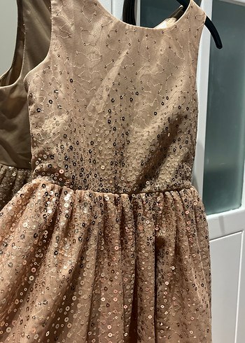 H&M Kız Çocuk Bej İşlemeli Kolsuz Elbise