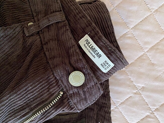 pull and bear kadife kahverengi wide leg pantolon