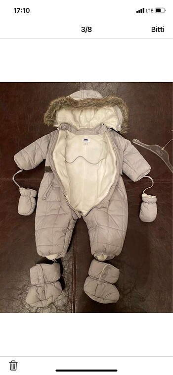 3-6 Ay Beden camel Renk Chicco bebek astronot kışlık tulum mont