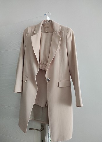 Bej Düğmeli Kadın Blazer Ceket - Görsel 4