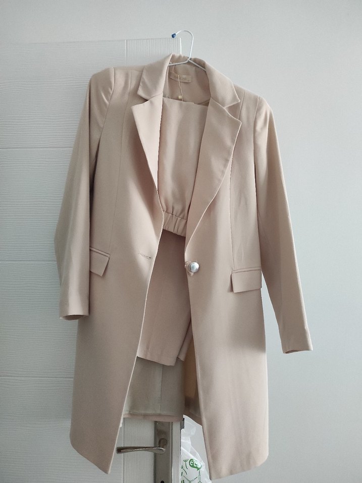 Bej Düğmeli Kadın Blazer Ceket - Görsel 3