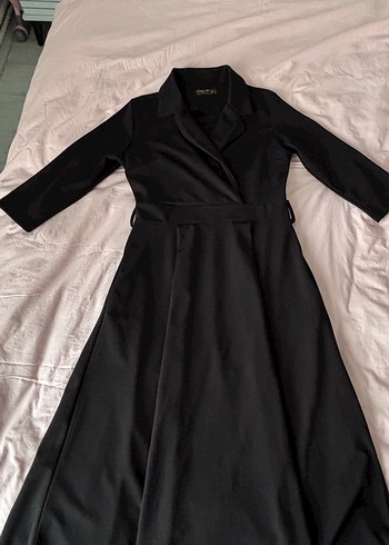 Uzun Siyah Drapeli Kadın Elbise - Görsel 4