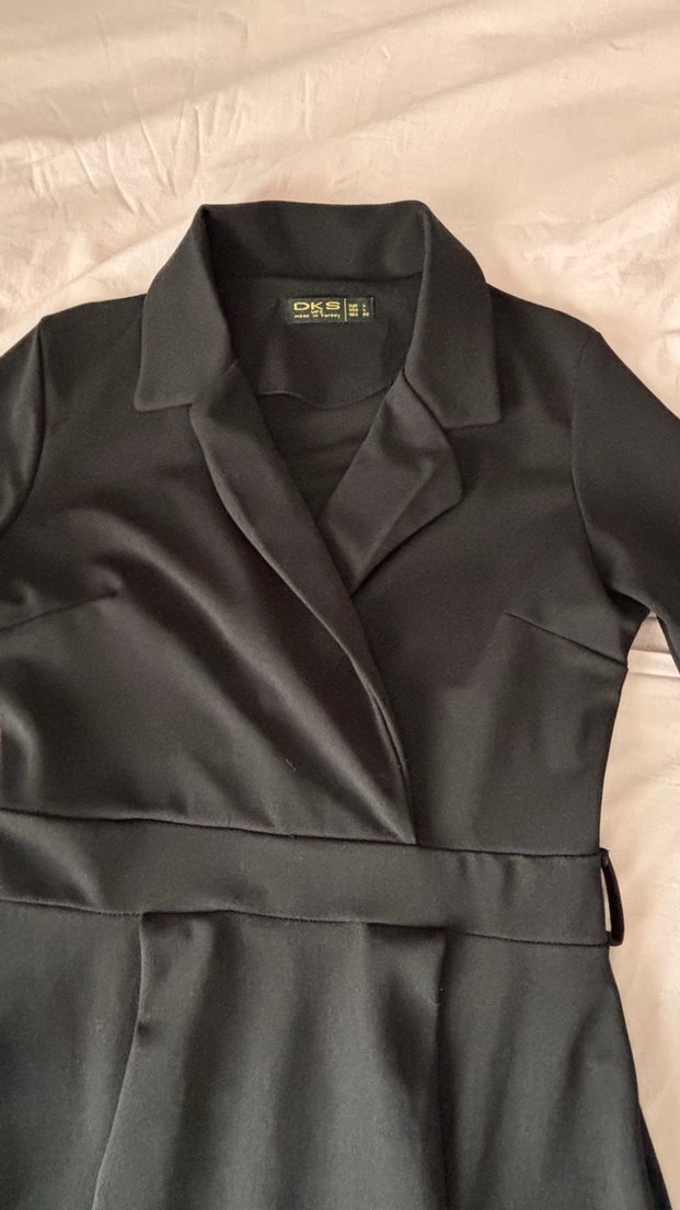 Uzun Siyah Drapeli Kadın Elbise - Görsel 3