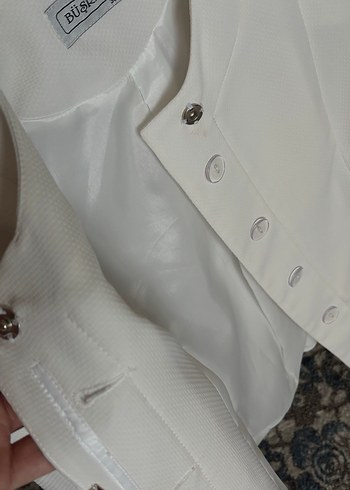 Düğmeli Beyaz Kadın Blazer Ceket - Görsel 4