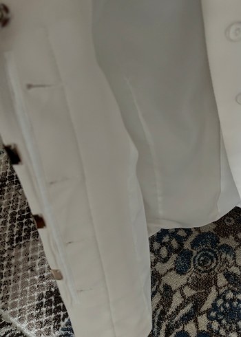 Düğmeli Beyaz Kadın Blazer Ceket - Görsel 2