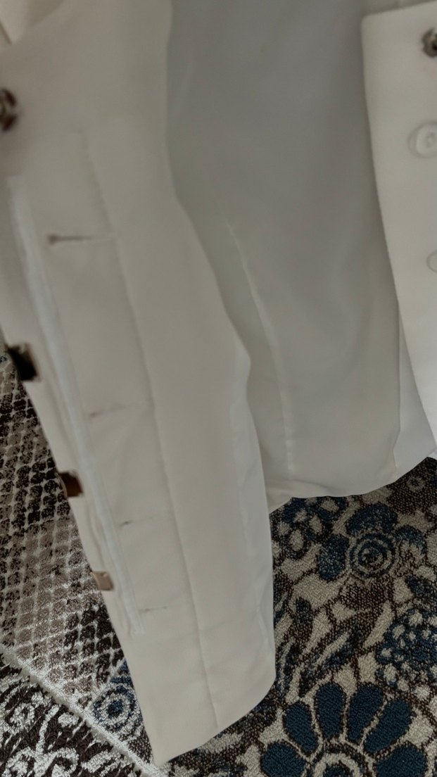 Düğmeli Beyaz Kadın Blazer Ceket - Görsel 2