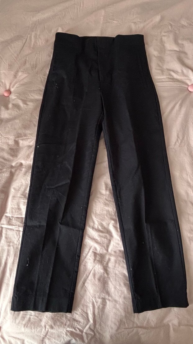 Siyah Kemerli Midi Kumaş Kadın Pantolon - Görsel 2