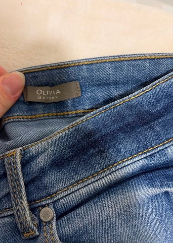 Mavi skiny orta bel mango Kadın Denim Jean - Görsel 3
