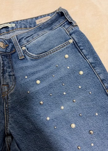 Mavi incili taşlı parıltılı Kadın Jean Pantolon - Görsel 4