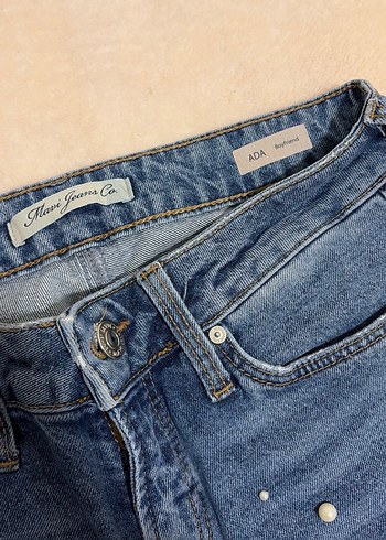 Mavi incili taşlı parıltılı Kadın Jean Pantolon - Görsel 3