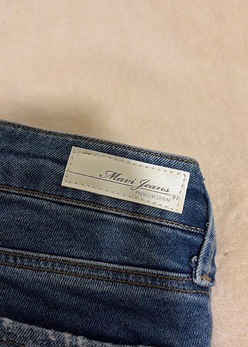 Gri parlak metalil Detaylı Mavi Kadın Denim Jean - Görsel 2