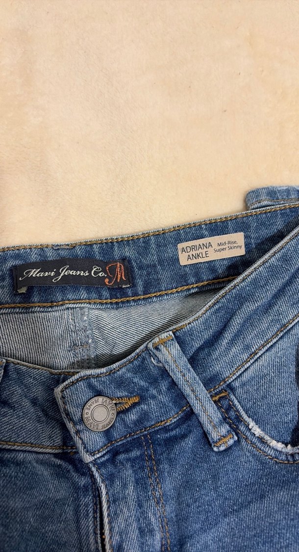 Gri parlak metalil Detaylı Mavi Kadın Denim Jean - Görsel 5