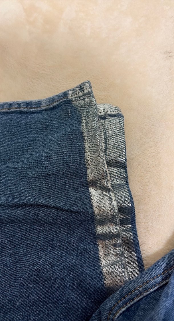 Gri parlak metalil Detaylı Mavi Kadın Denim Jean - Görsel 3