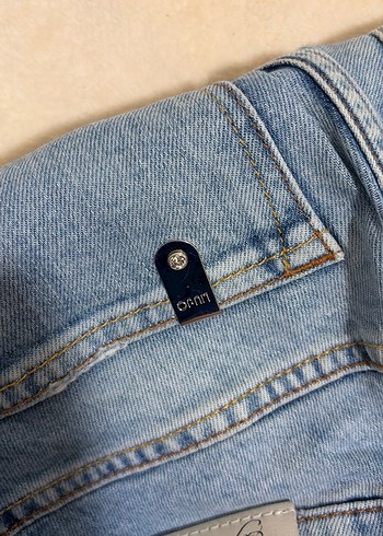 Kadın Mavi taşlı yırtık Denim Pantolon - Görsel 6